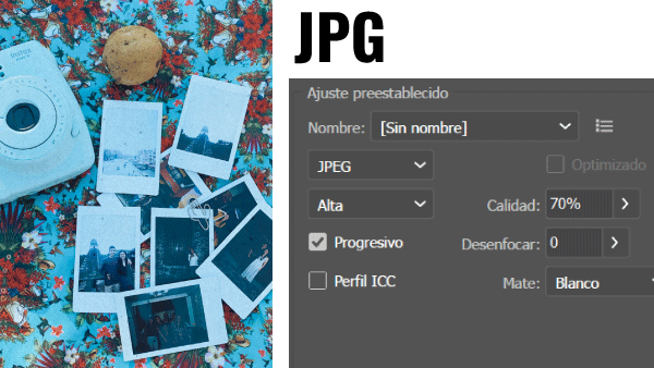 Exportar imágenes JPG para web